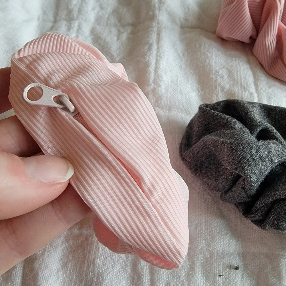 3 PC Storage Scrunchies Pink/Gray
